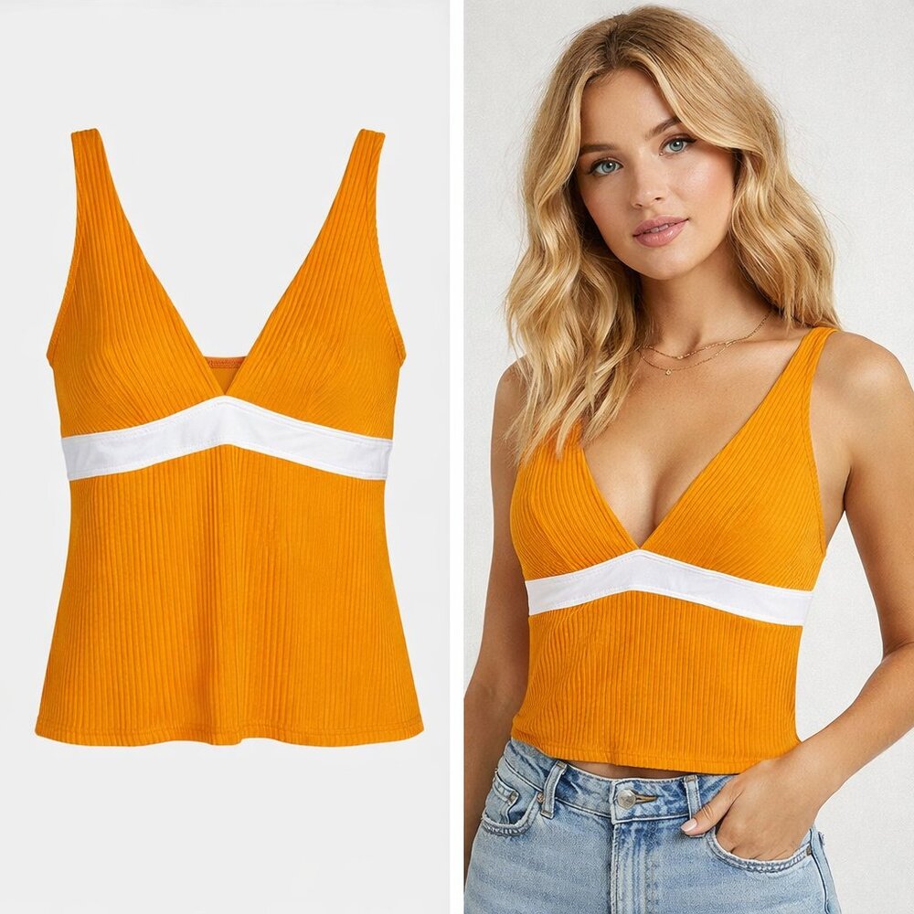 LA BLANCA Orange Tankini Swim Top 